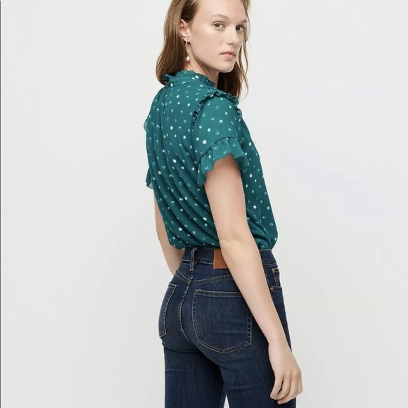 J Crew Short Sleeve Ruffle Top in Painted Top - Picture 3 of 10